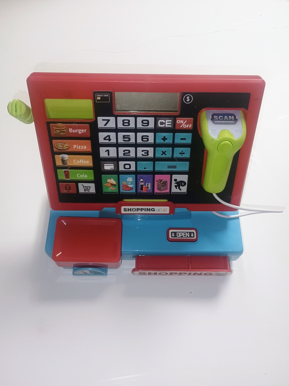 Pretend Play Cash Register Toy with Scanner, Music, Lights & Play Money Kids